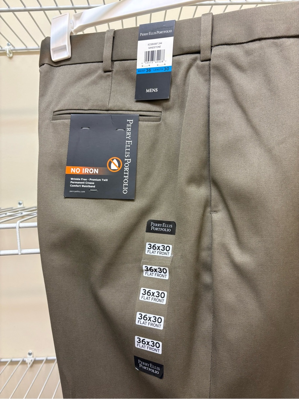Perry Ellis Portfolio Sandstone Flat-Front Dress Pants